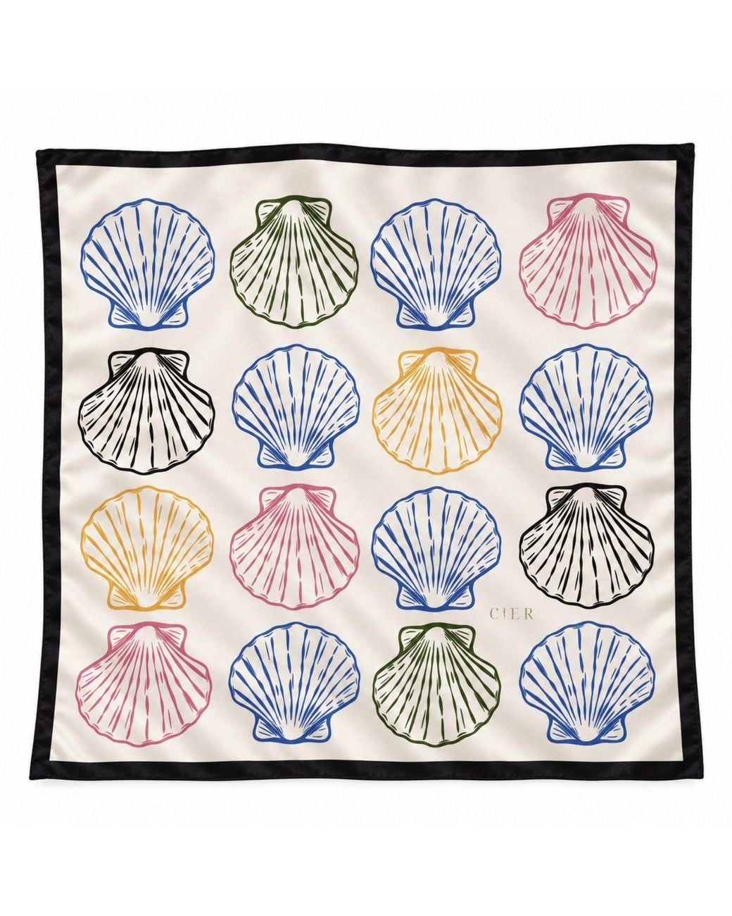 Cier Blue Seashell Stamp Scarf