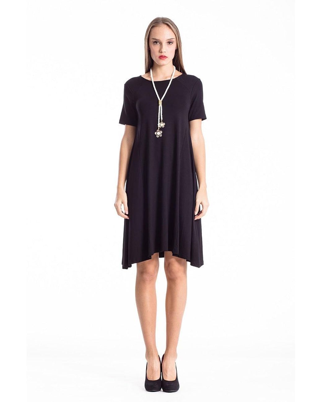 Conquista Black Dress With Uneven Hemline