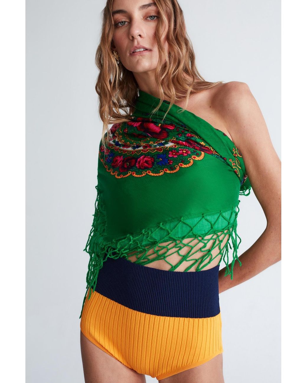 Peraluna Orange Dora Rib Knit Shorts