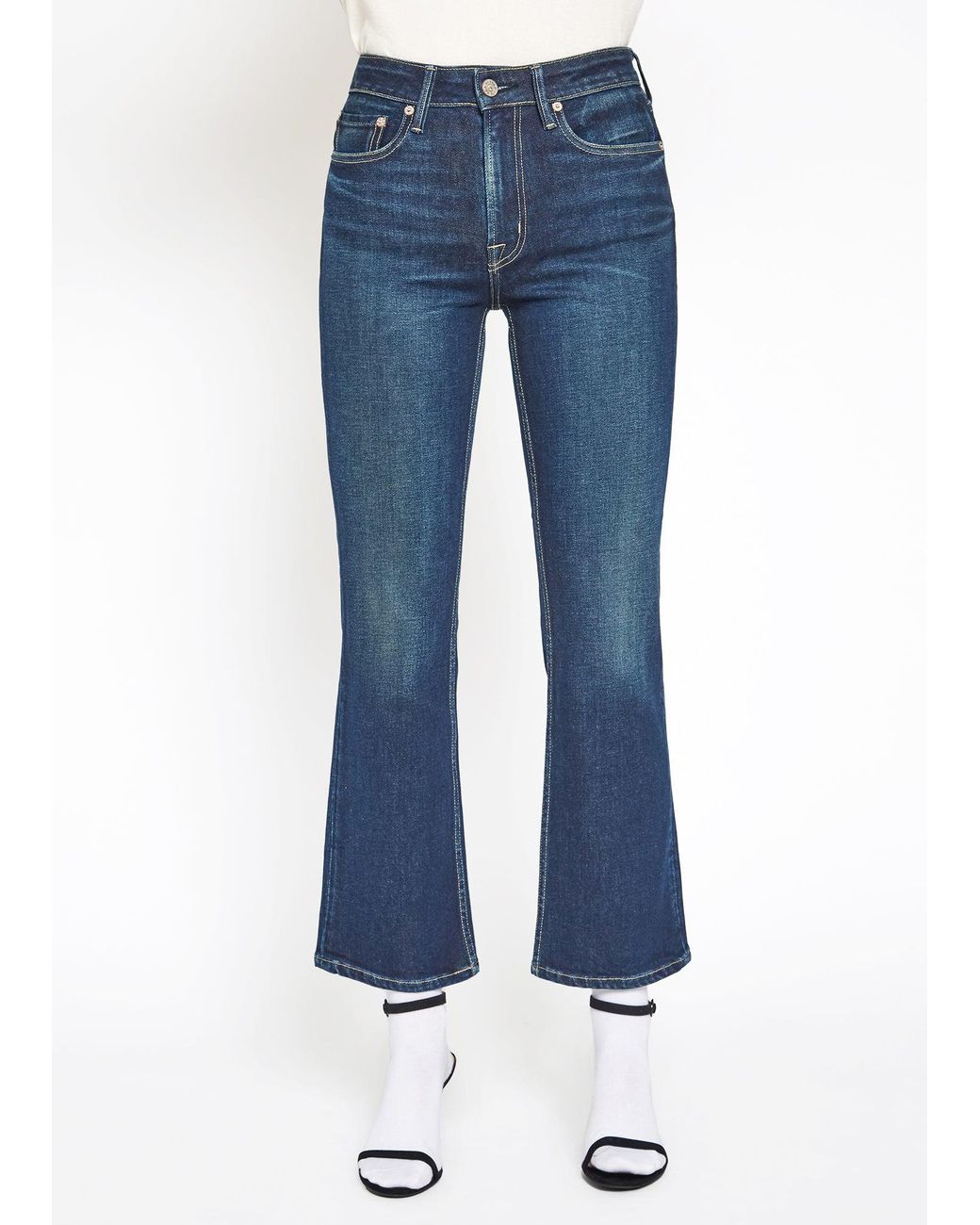 NOEND Blue Farrah Mid Rise Kick Flare
