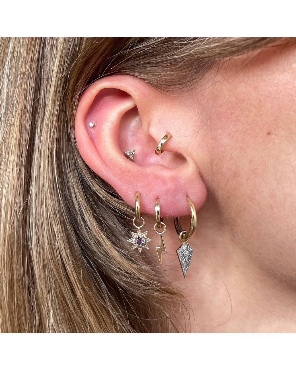 Zohreh Metallic Teeny Wide Huggie Hoop Earring Pair 9K