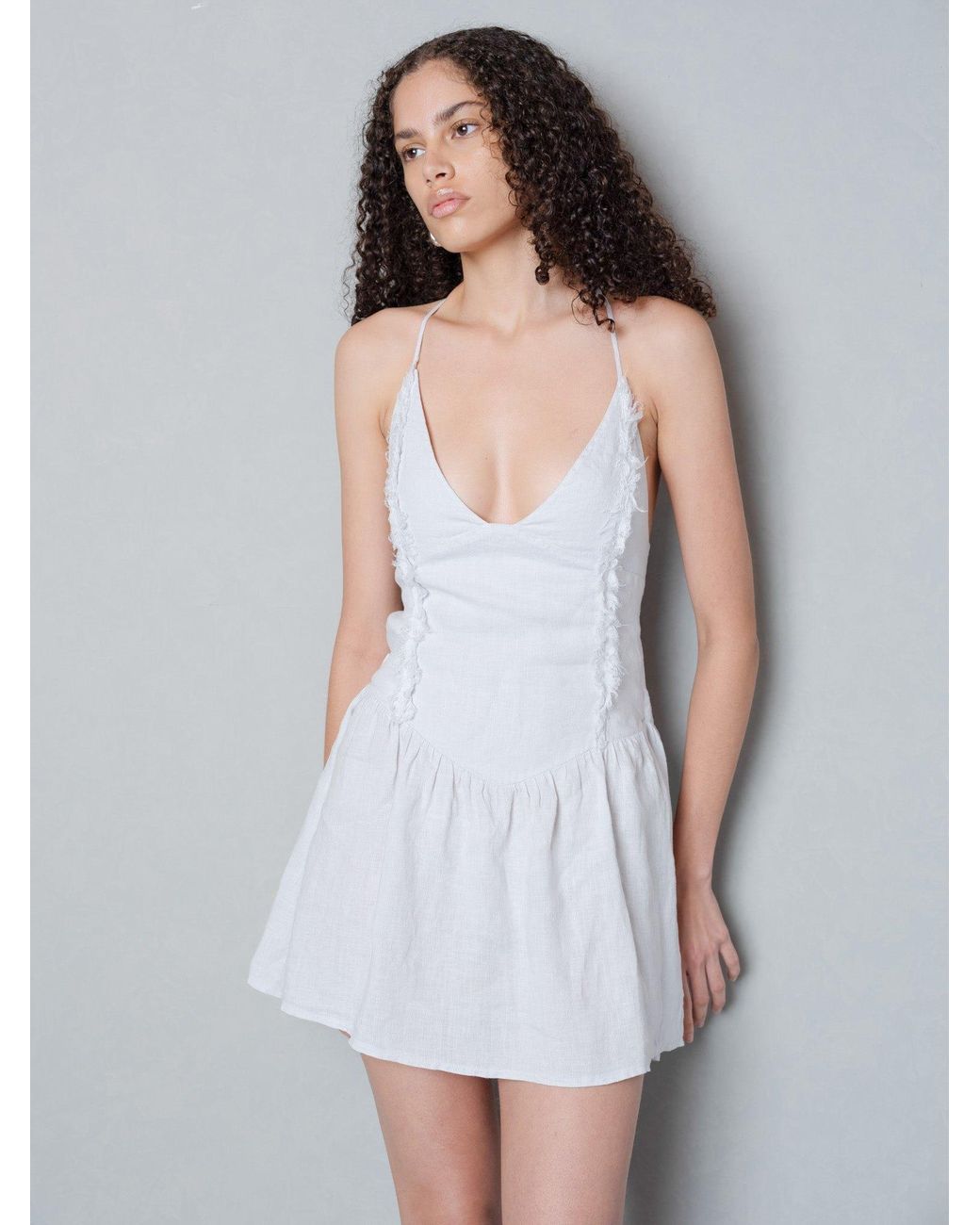 Anemoia White Léonie Light Linen Mini Dress