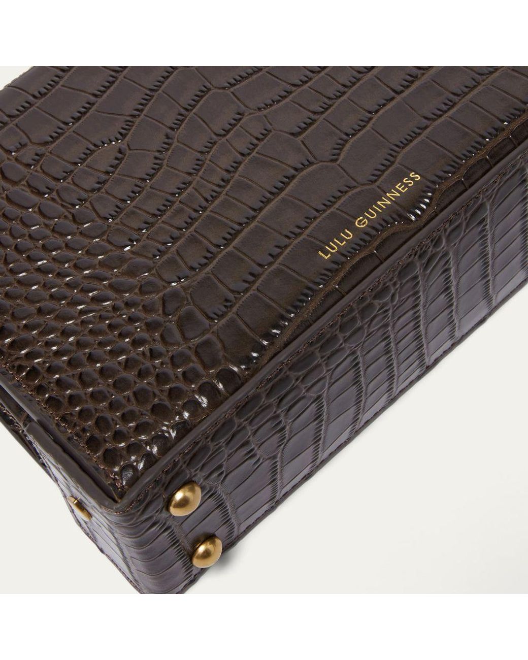 Lulu Guinness Black Chocolate Croc Queenie Handbag