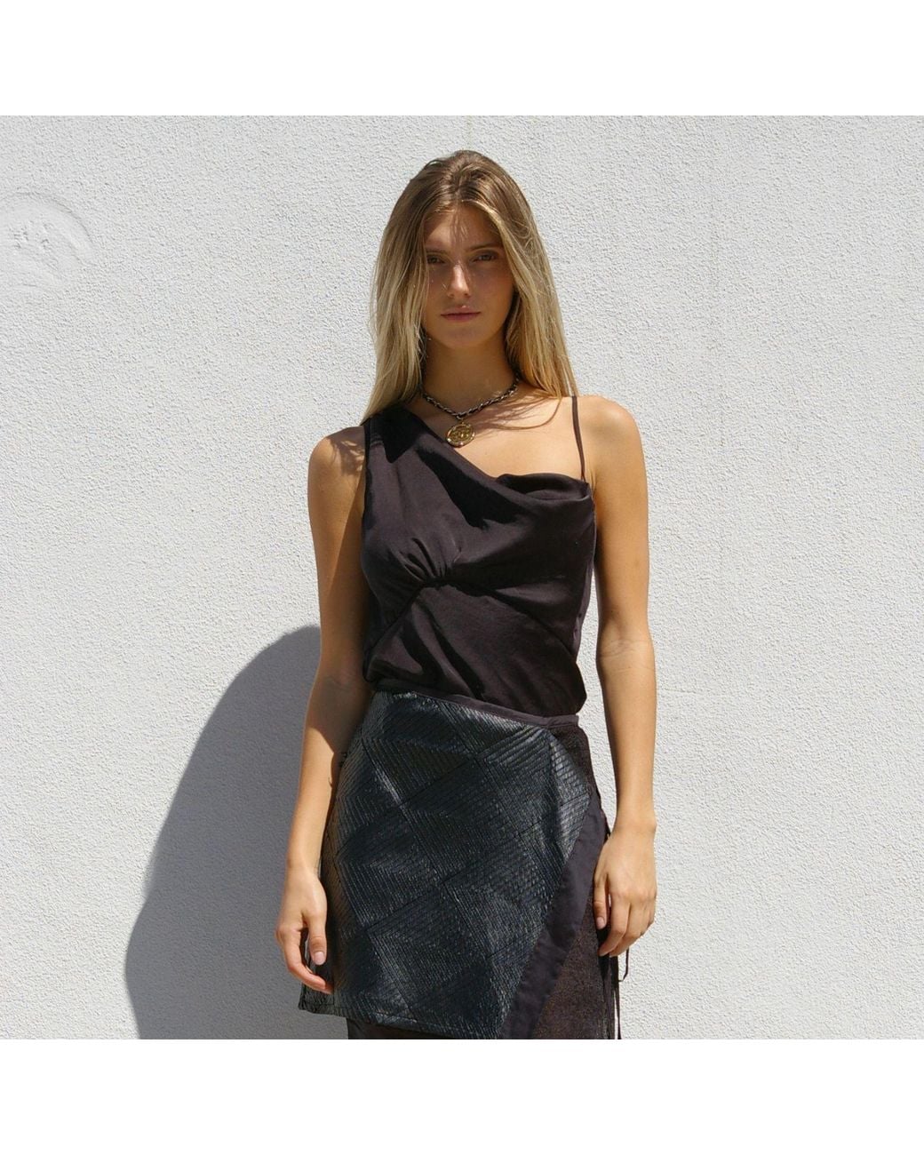 LAHIVE Black Thalia Satin Blouse