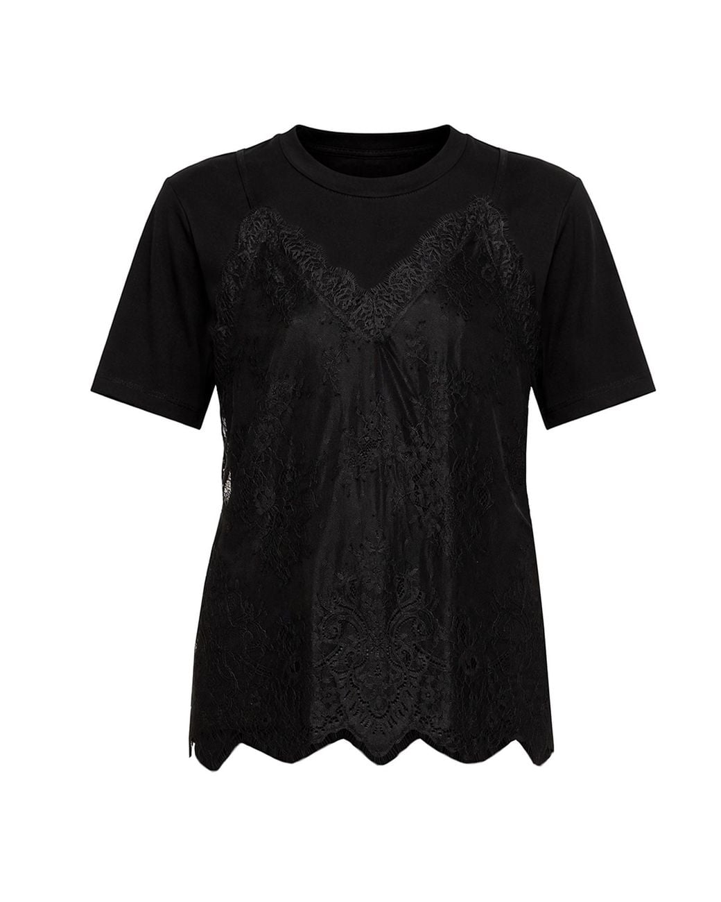 Nissa Black Lace-Panel Top