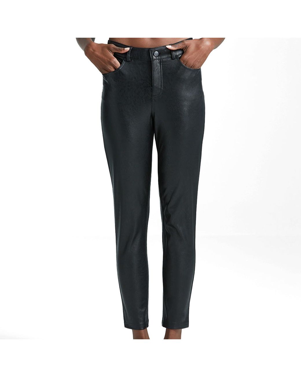 Commando Gray Faux Leather Five Pocket Pants, Slg69