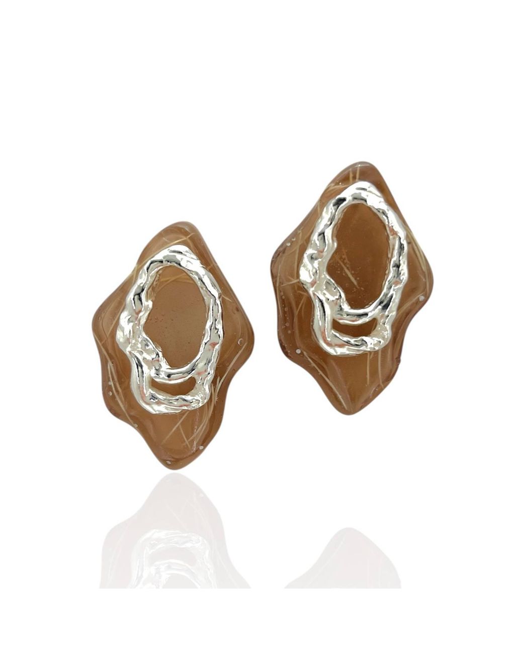 Bio-Trimmings Brown Pascal Statement Earrings