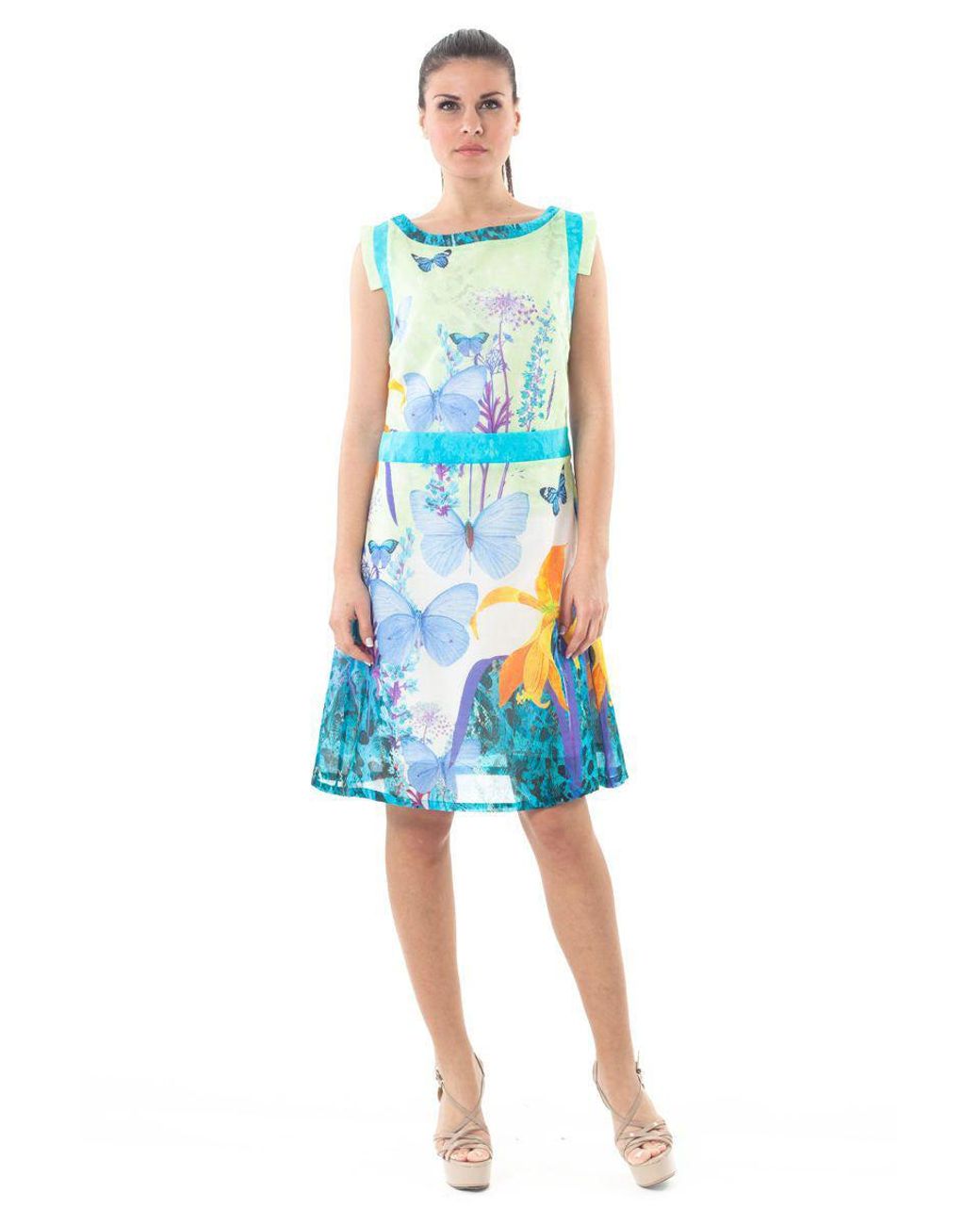Conquista Blue Floral Poplin Dress