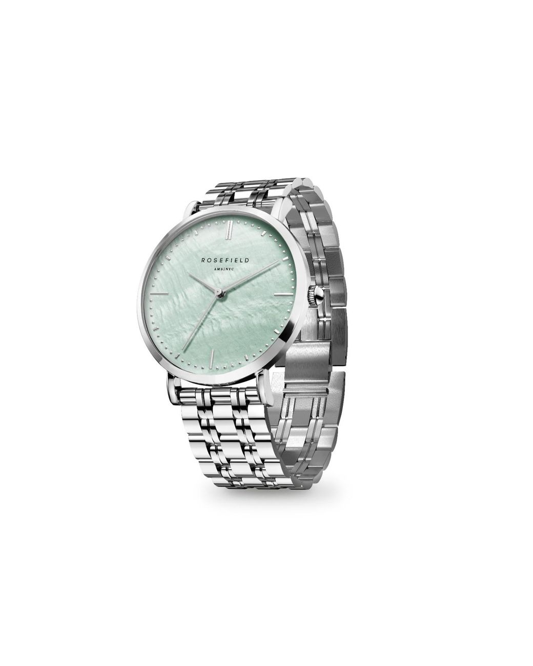 ROSEFIELD Metallic Upper East Side Mint Green Watch In Silver