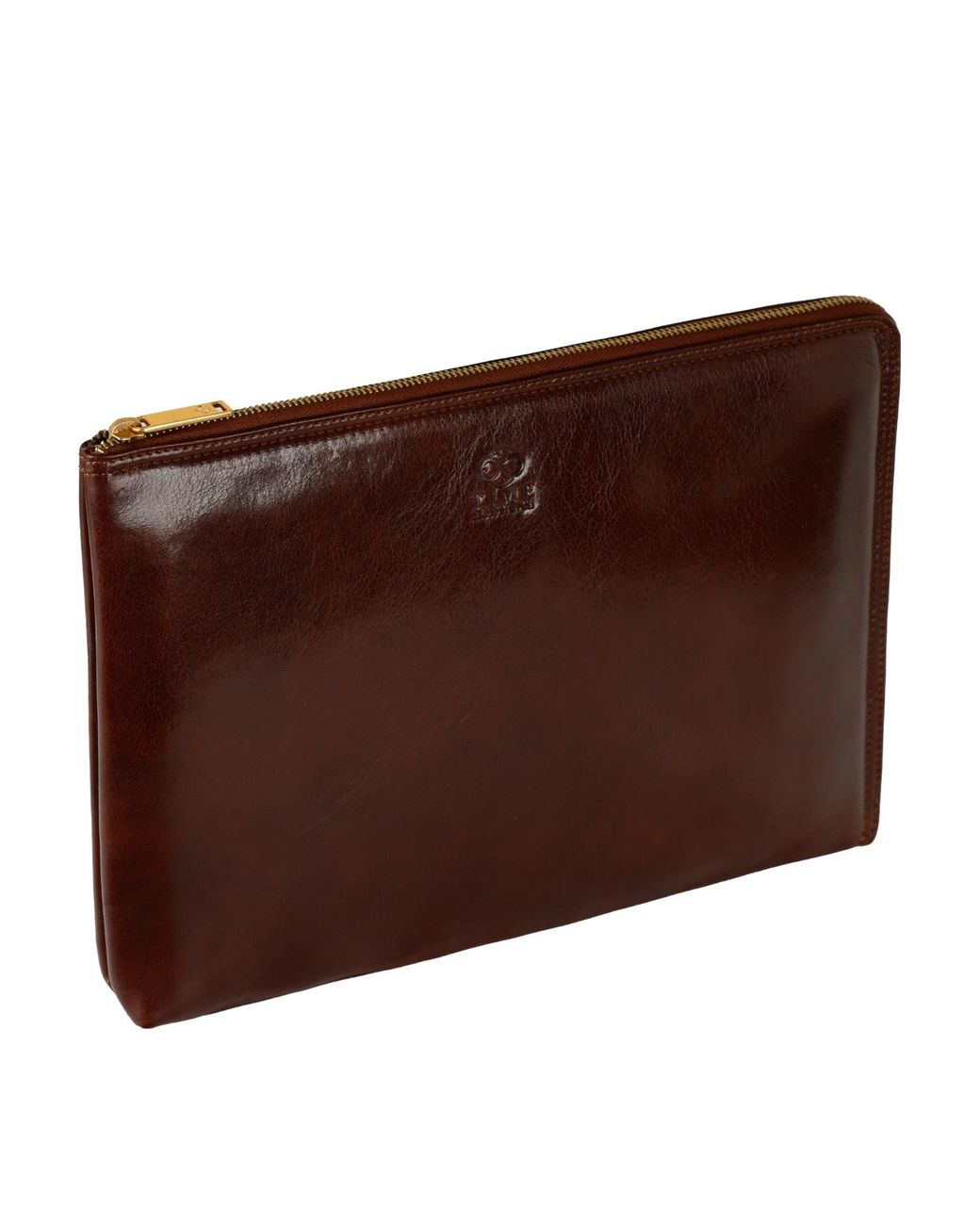 Time Resistance Brown Leather Clutch Purse for men