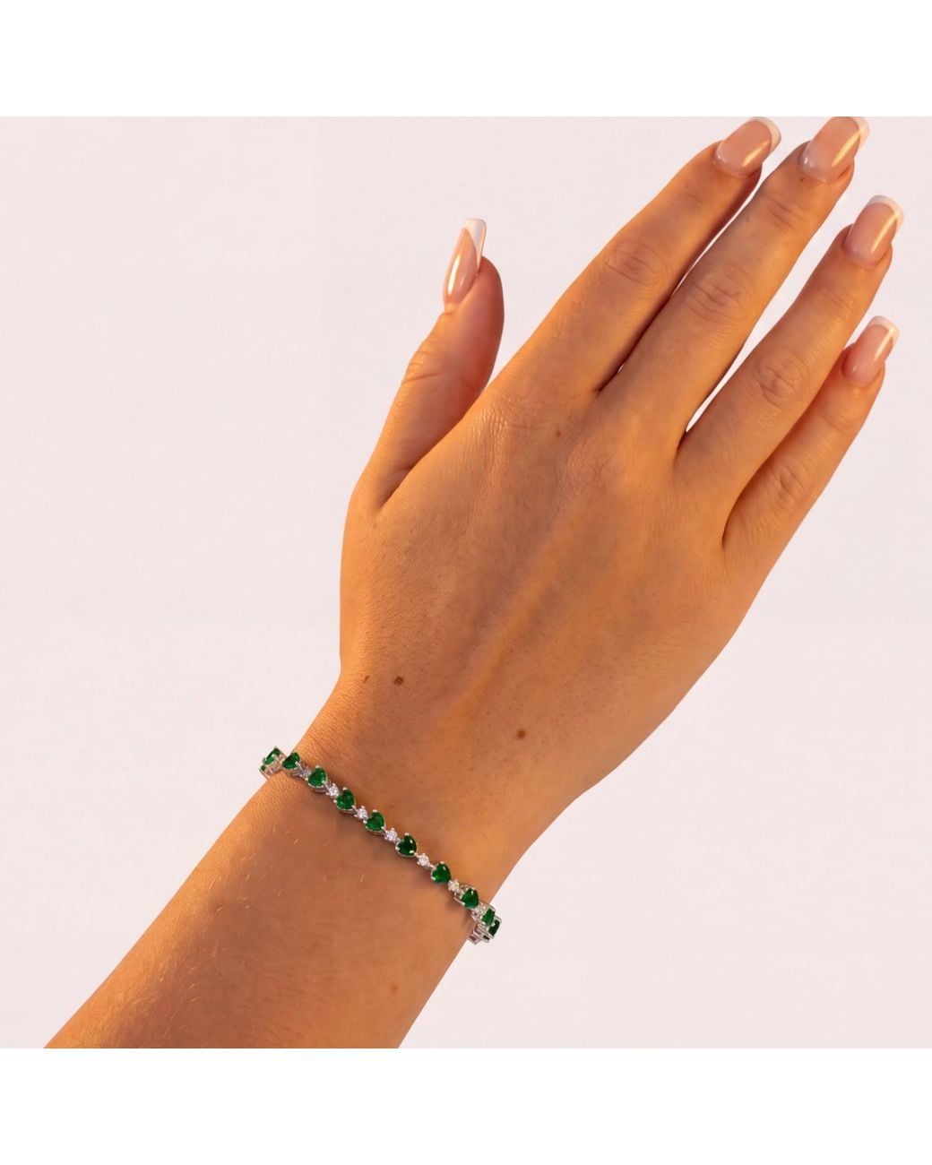 Latelita London Green Asscher Cut Heart Tennis Bracelet Emerald