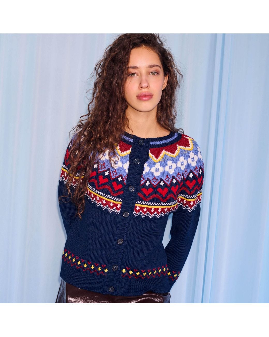 Gigi Knitwear Blue Hilda Faire Isle Cardigan