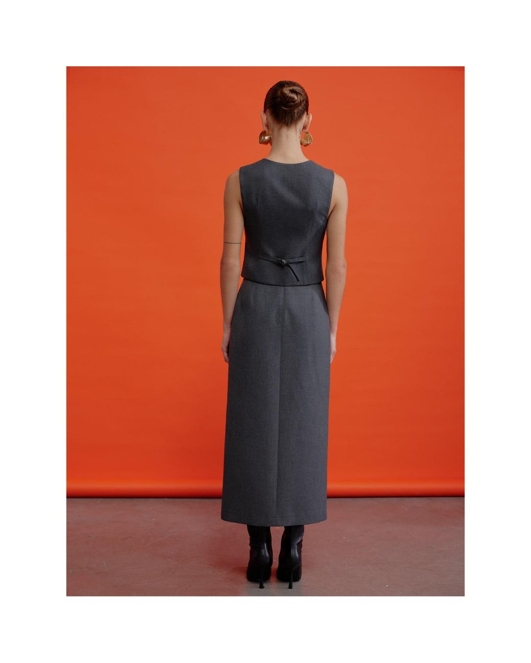 NAZLI CEREN Black Lea Twill Maxi Skirt