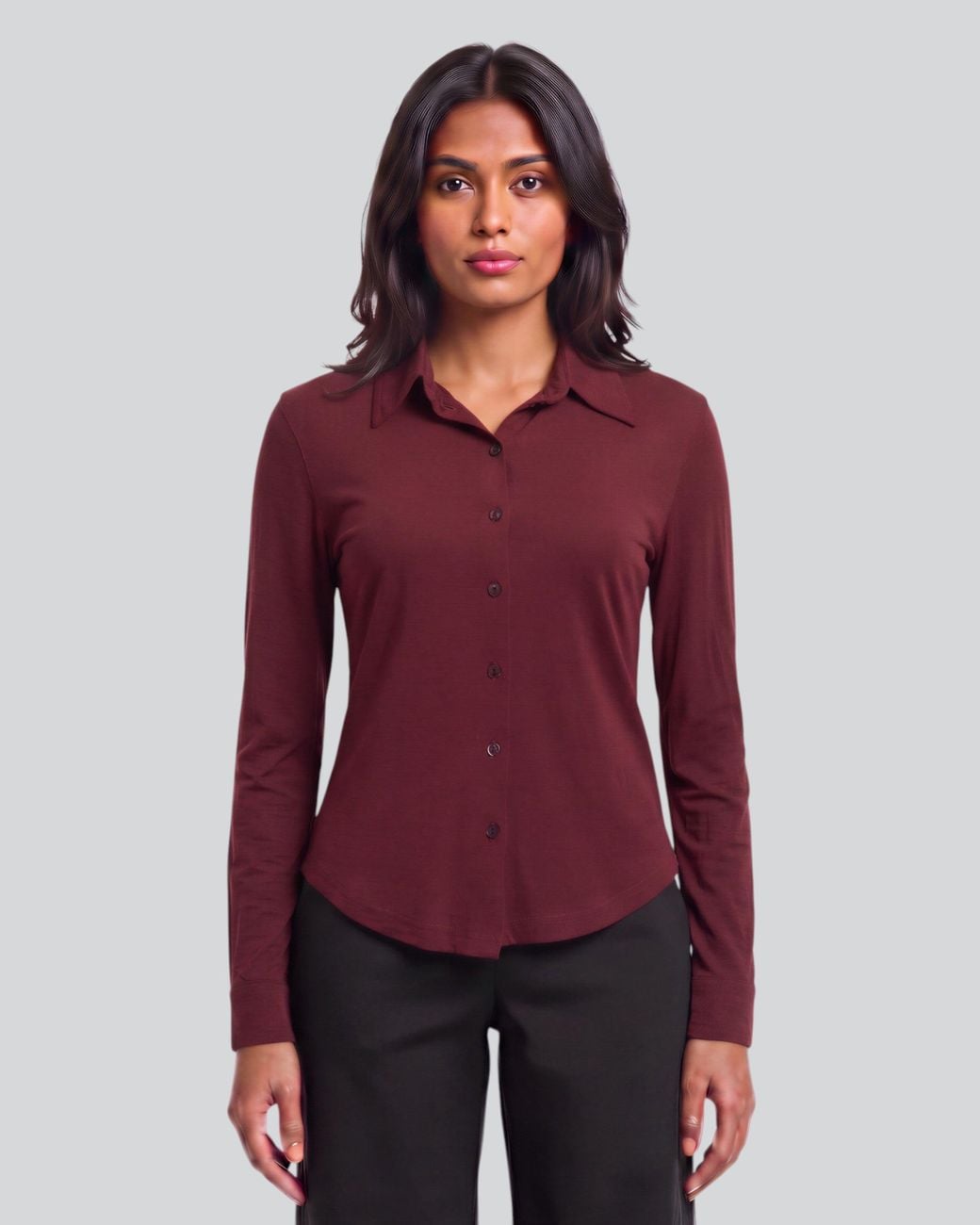 Lords of Harlech Purple Scarlet Port Merino Jersey Long-Sleeve Shirt