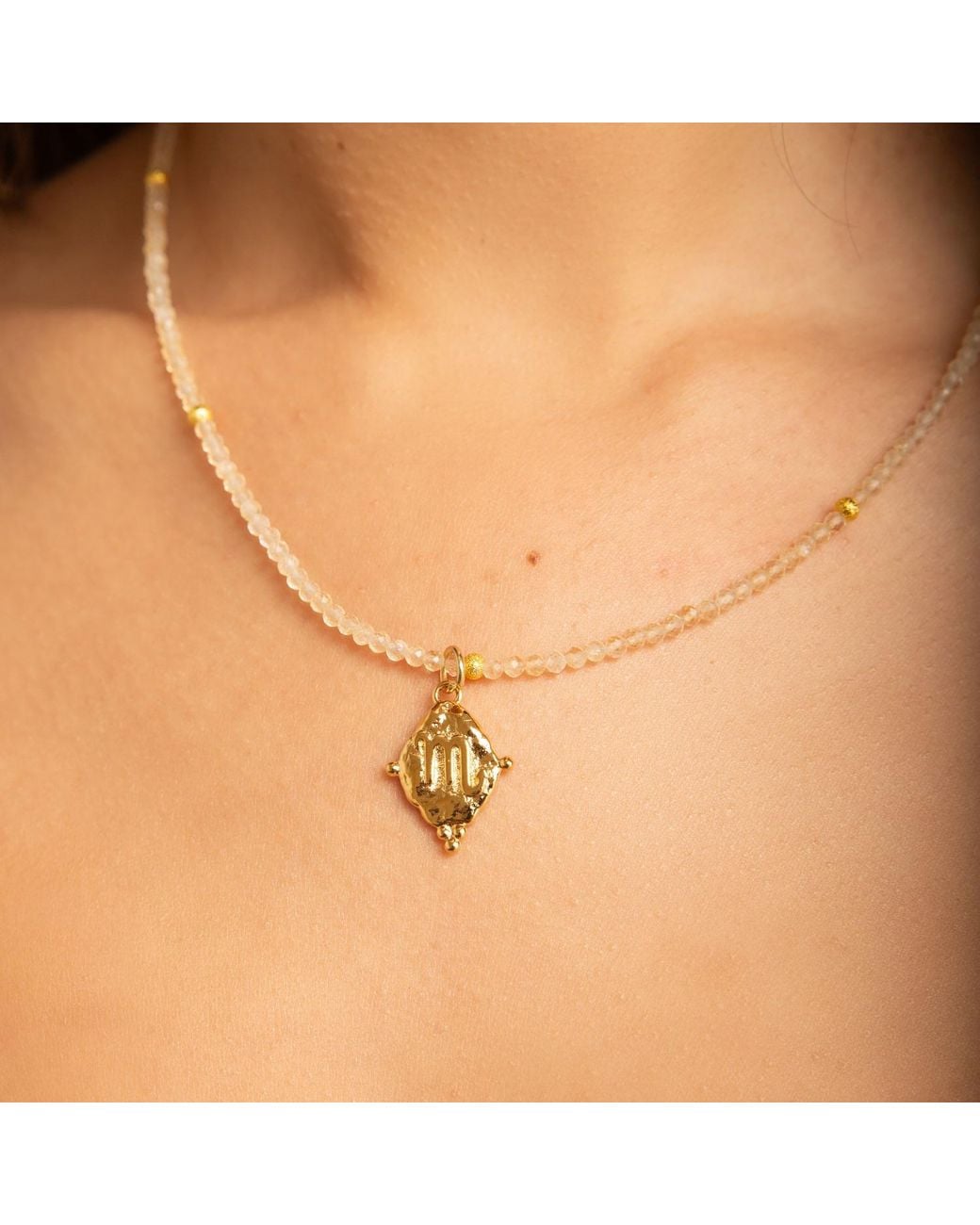 Seven Saints Metallic Scorpio Gemstone Choker Necklace, Citrine, Plated