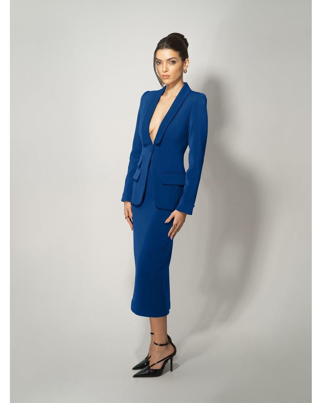 Tia Dorraine Blue Vision Tailored Blazer & Skirt Suit