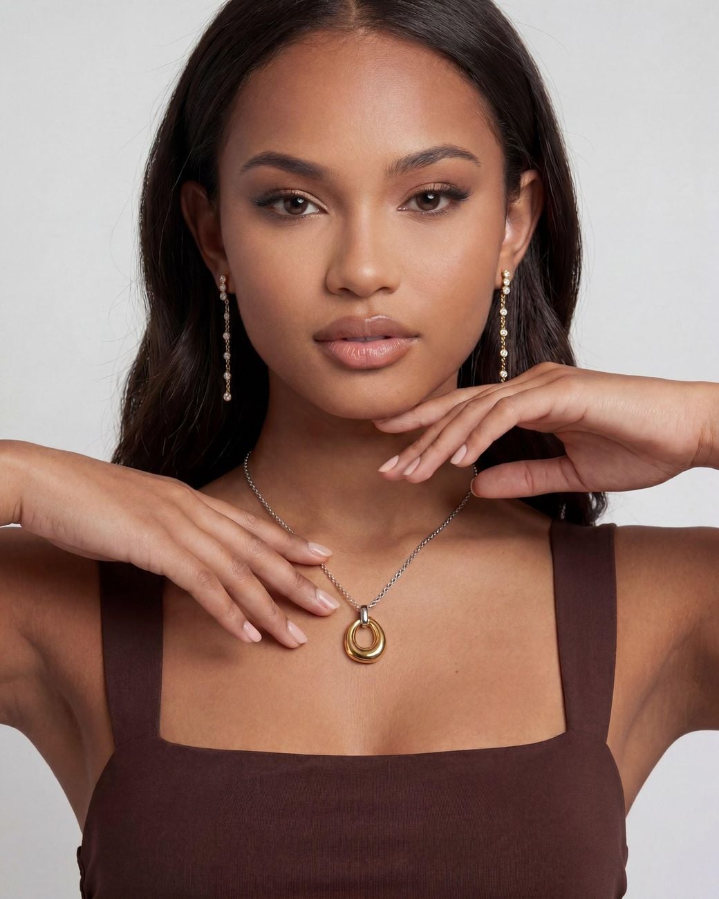 Elk & Bloom White Twotone 14K Karma Drop Pendant Necklace