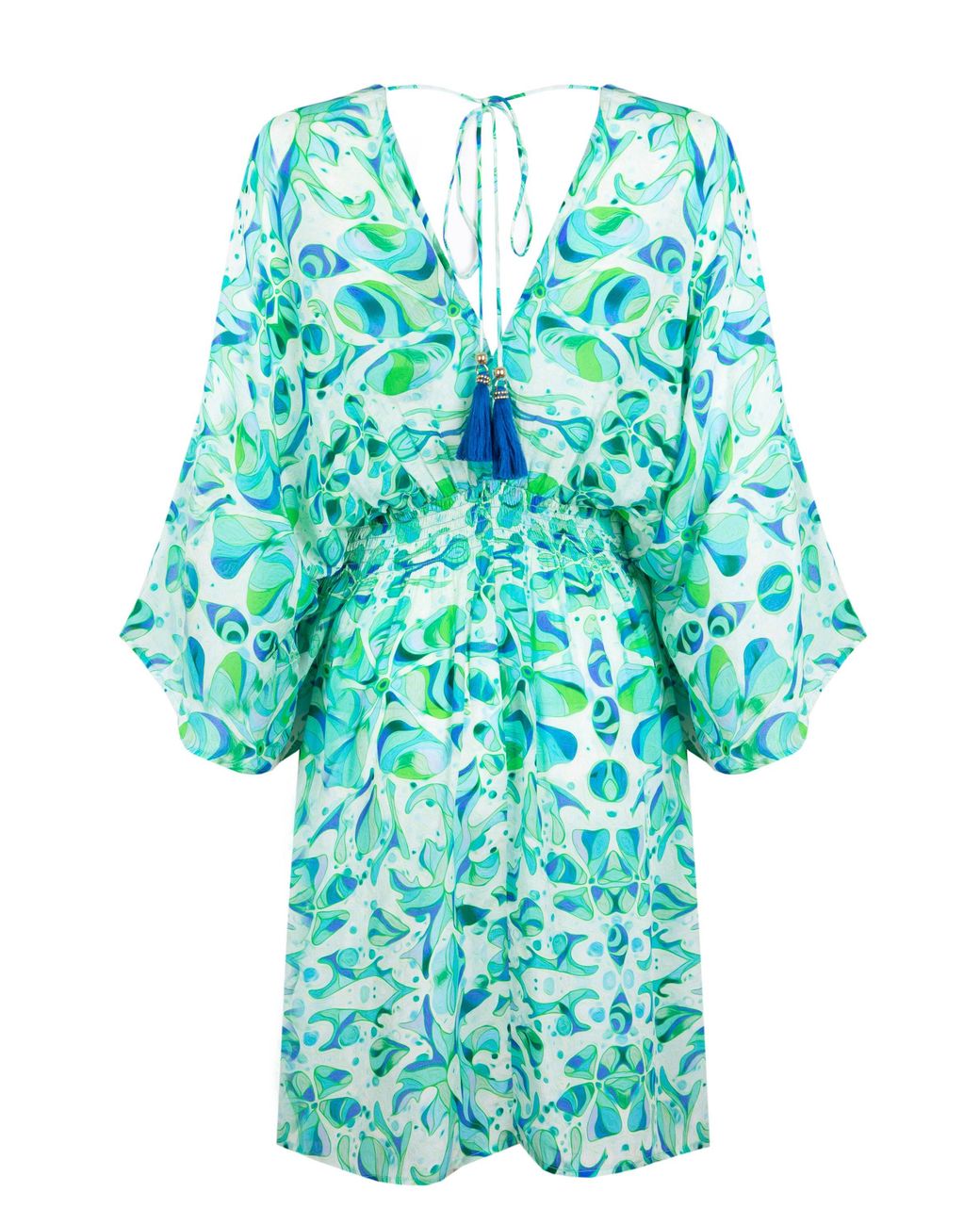 Sophia Alexia Blue Floral Mermaid Mini Capri Kimono Dress