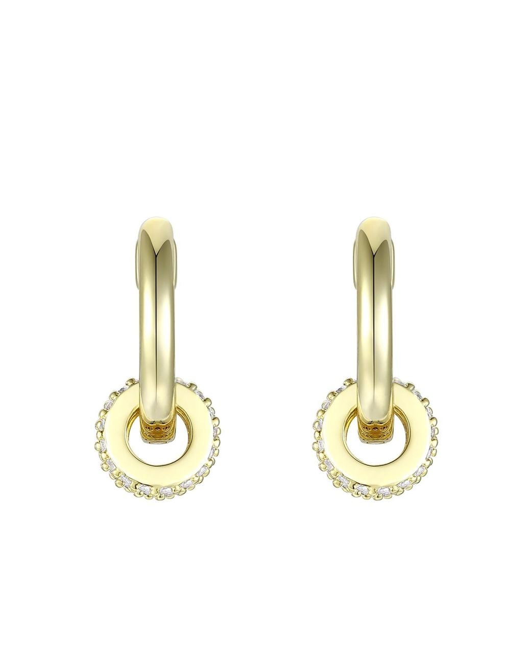 Genevive Jewelry Metallic Rachel Glauber Plated Round Cubic Zirconia Small Hoop Earrings