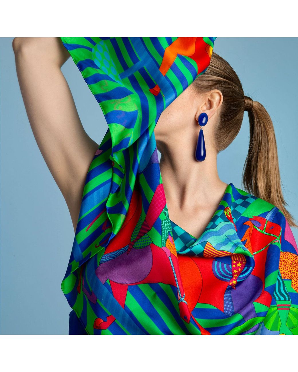 Beatrice von Tresckow Blue Cheltenham Chasers Silk Scarf