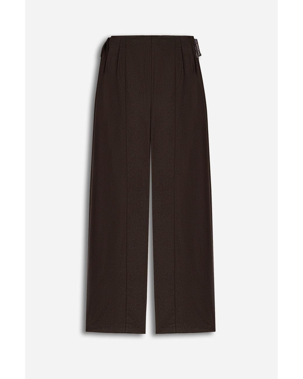 Nocturne Brown Tie Waist Wide Leg Trousers