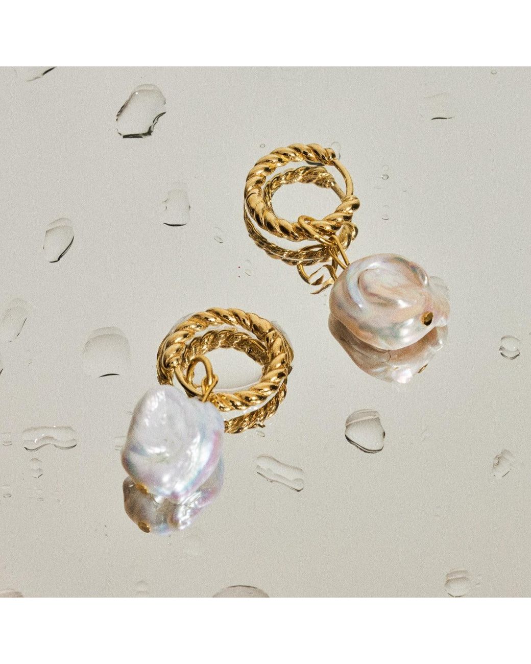 Lait & Lune Metallic Ilana Hoop Pearl Earrings