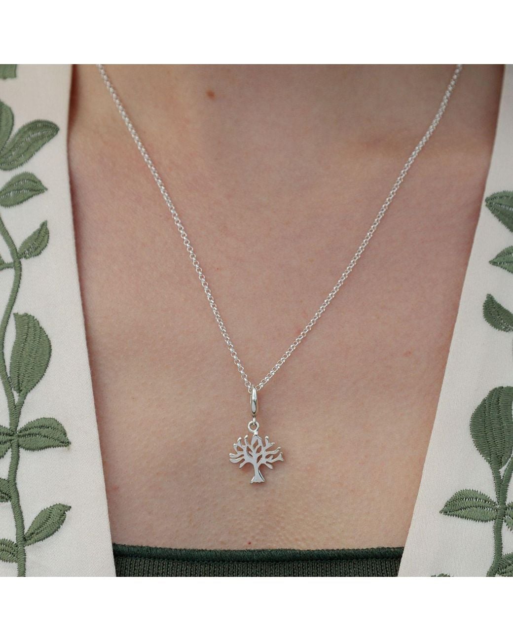 Lily Charmed Metallic Sterling Tree Charm Necklace
