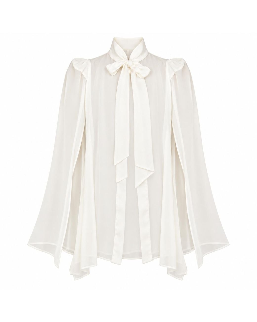 Nina Nieves White Taylor Silk Sheer Bridal Cape