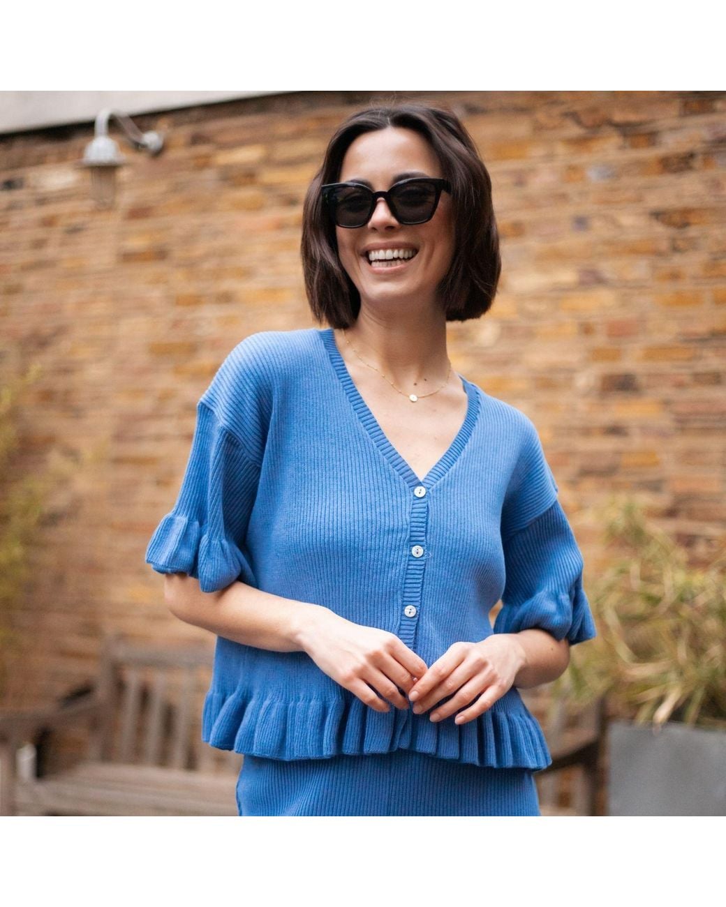 Cara & The Sky Blue Martha Wide Leg Co Ord Knitted Trousers