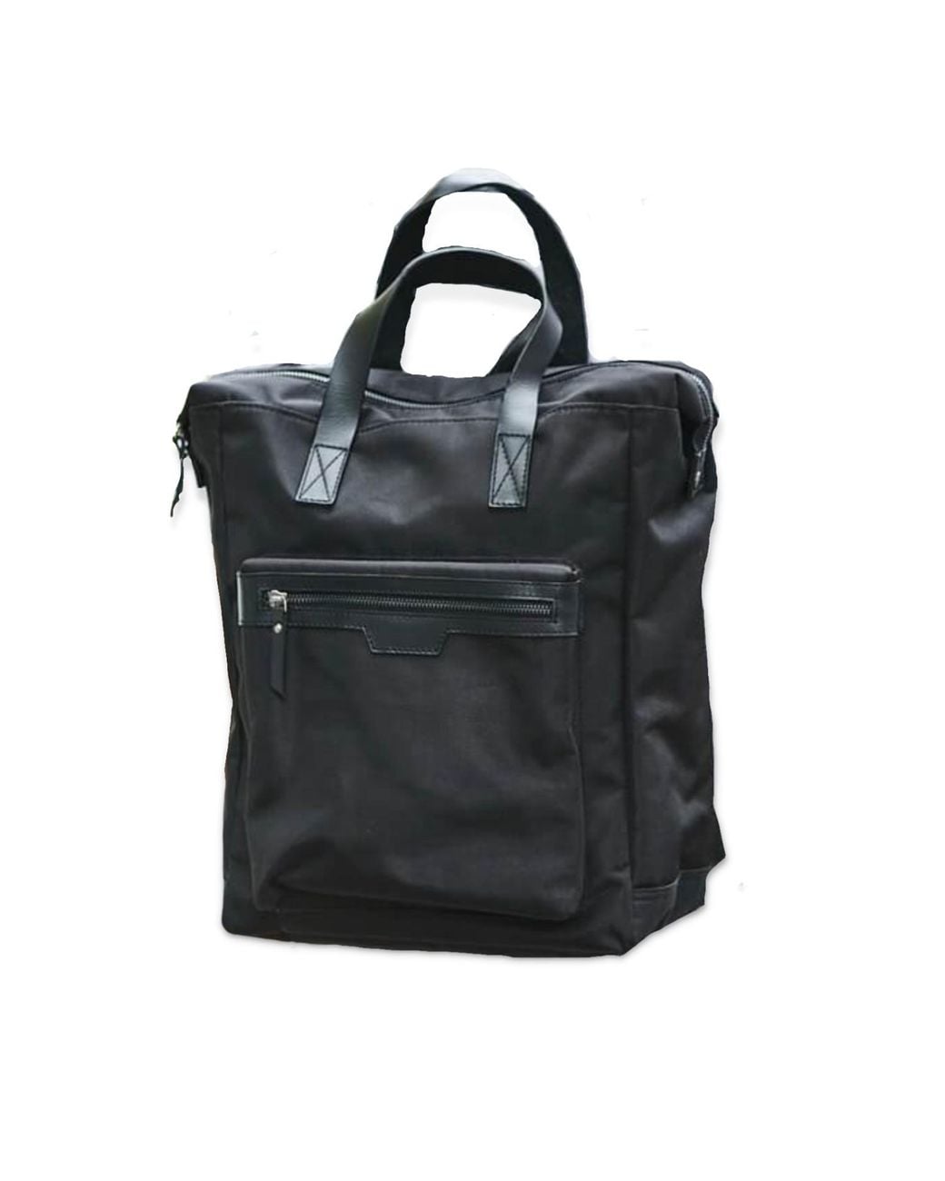 VIDA VIDA Black Leather Trim Top Zip Backpack