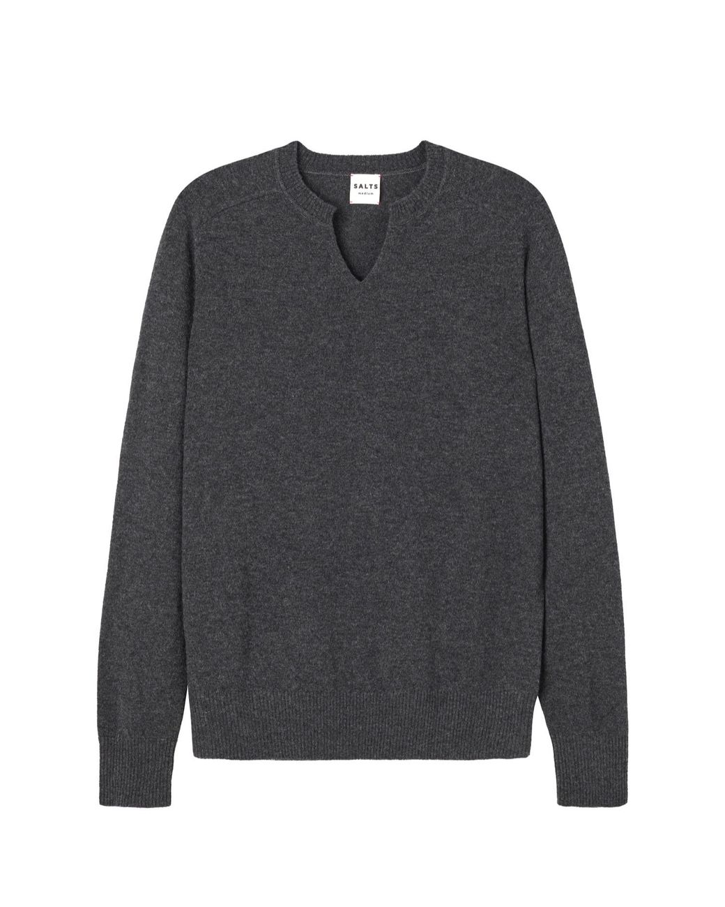 Salts Cashmere Gray Split Crew Neck Sweater