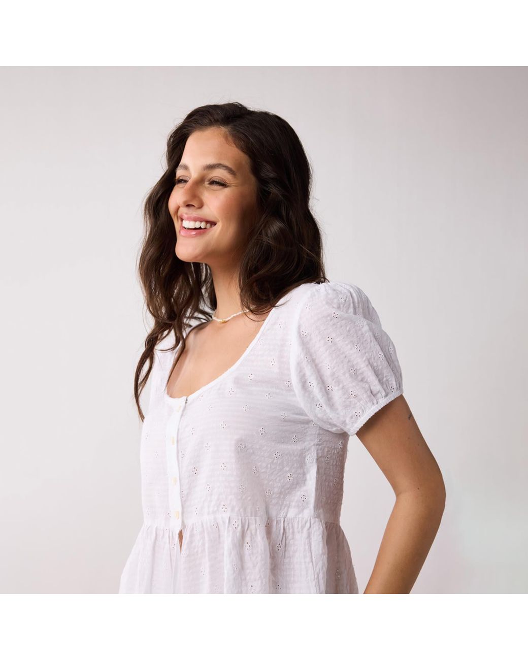 REISTOR Purple Embroidered Peplum Top With Puff Sleeves