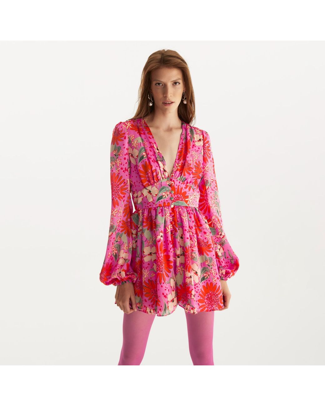 Lita Couture Pink Floral Print Jumpsuit