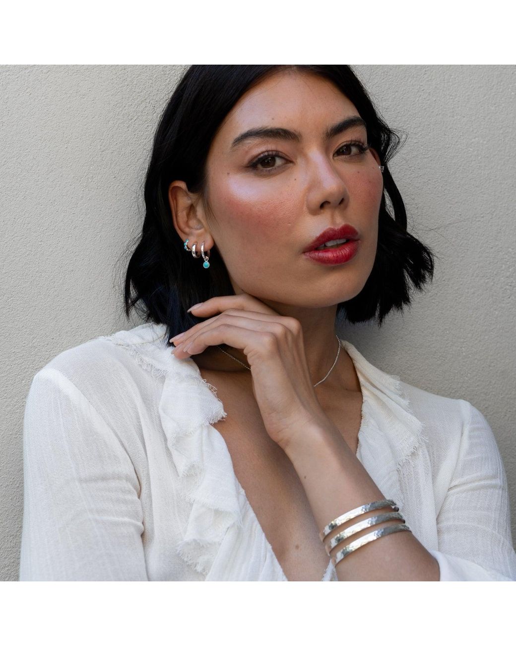 Dower & Hall White Hammered Nomad Hoops