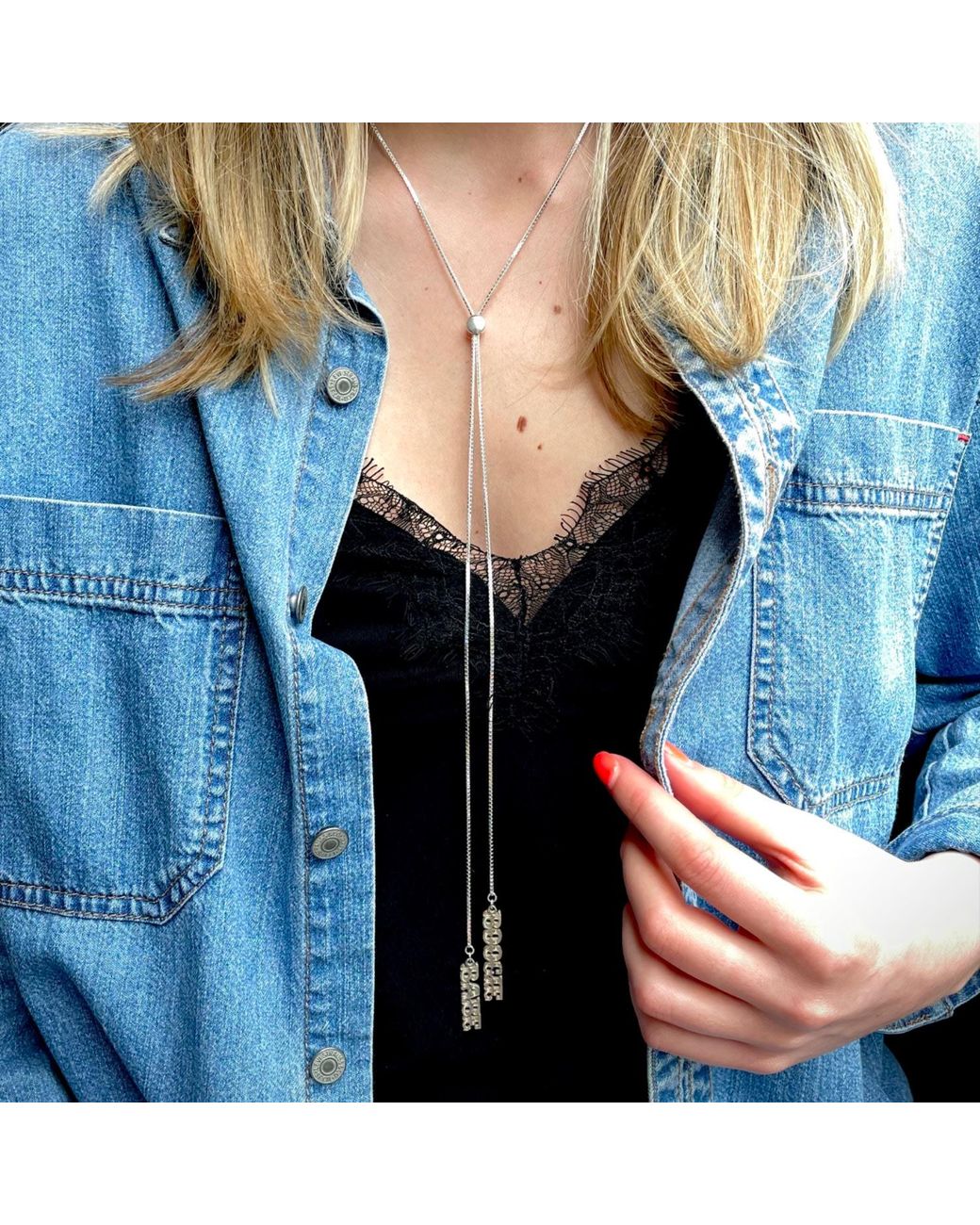CarterGore Metallic Boogie Babe Sterling Slider Necklace