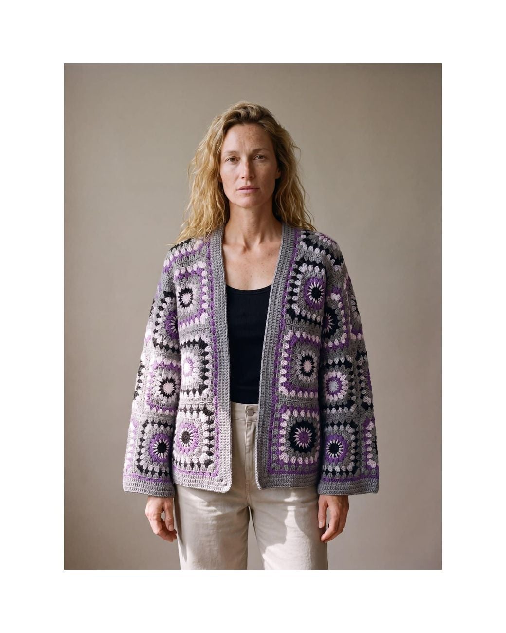 Ana Chic Blue Sunburst Handmade Crochet Cardigan