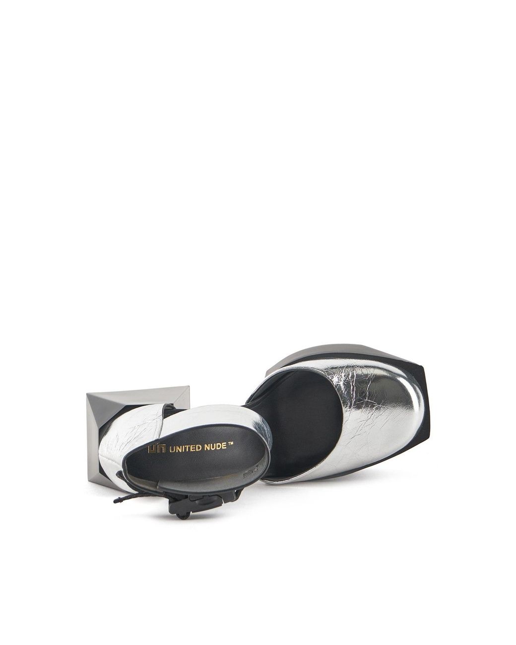 United Nude Gray Metallic Mary Jane Heels
