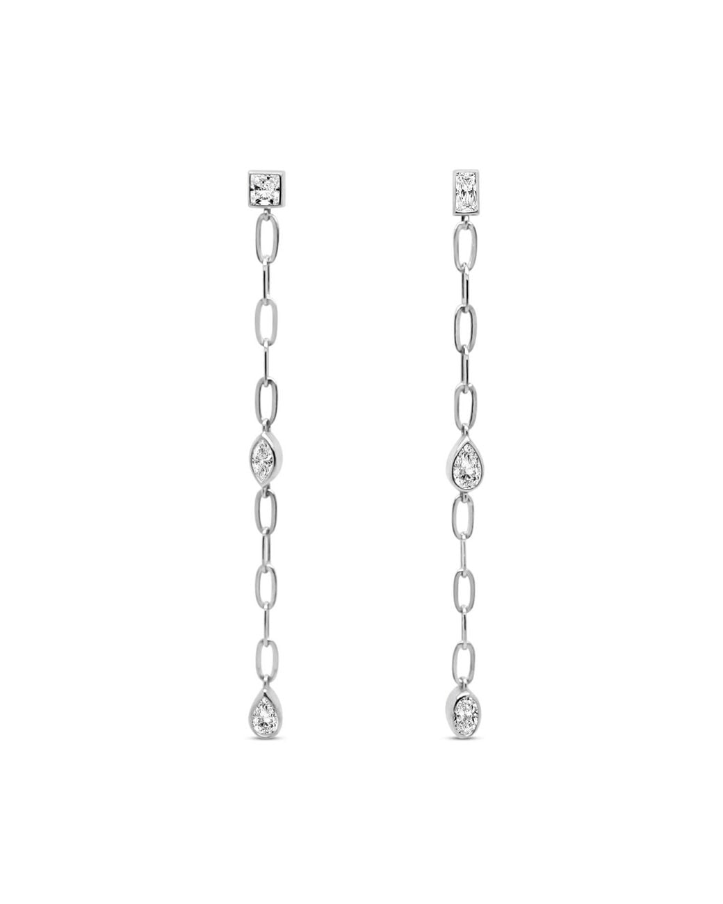 Clemence Wren White Asymmetric Gemstone Drop Earrings