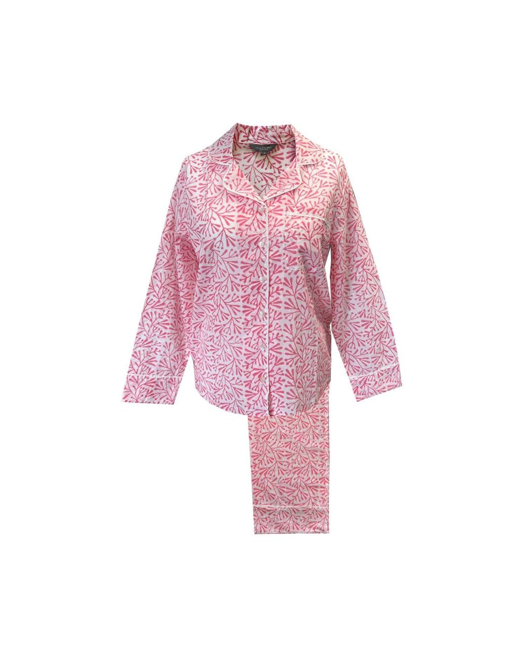 Lime Tree Design Pink Block Printed Pyjamas Bud