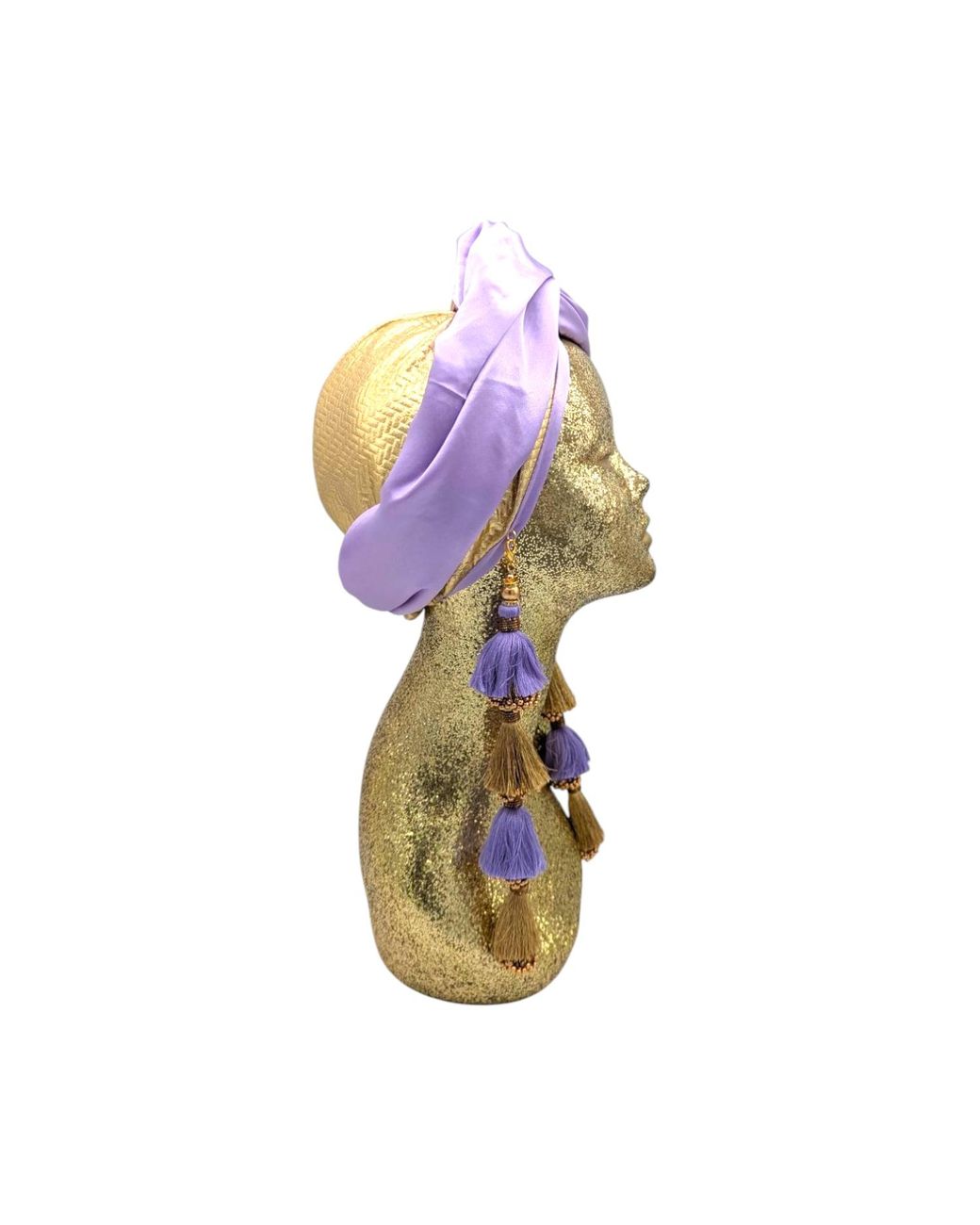 Julia Clancey Metallic Zia Golden & Lilac Silk Dorado Reversible Turban