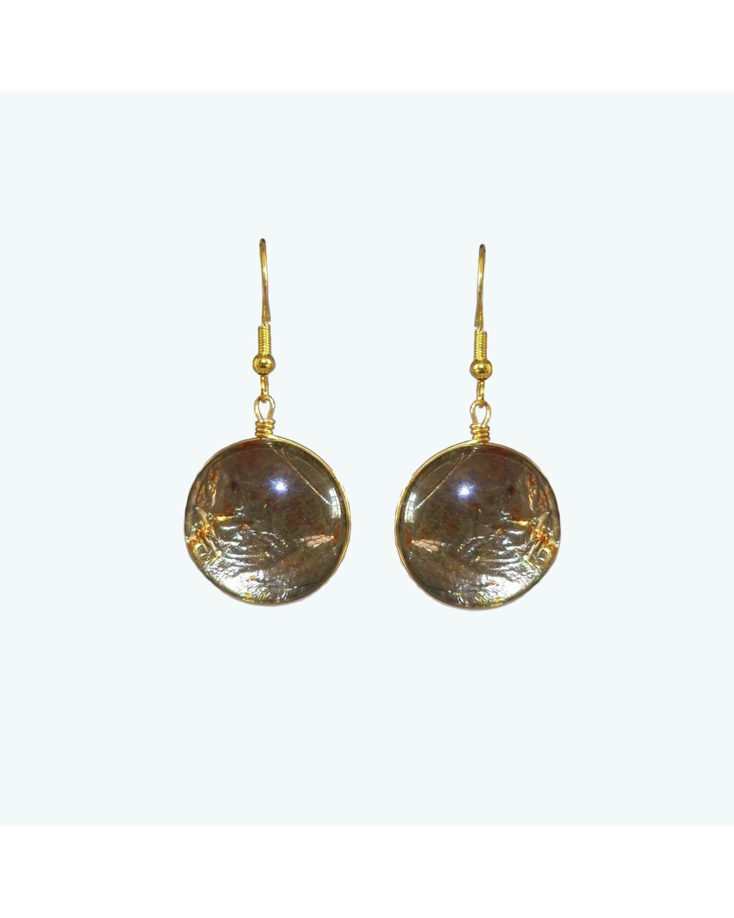 Laura Daili Metallic Golden Lunar Glass Earrings