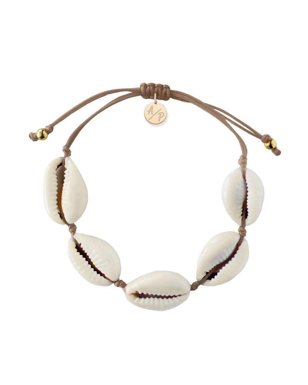Adriana Pappas Designs Metallic Natural Shell Adjustable Bracelet On Colored Cord