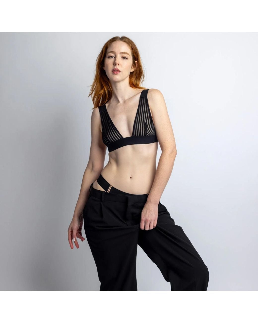 MONIQUE MORIN LINGERIE Black Vertigo V Neck Bralette