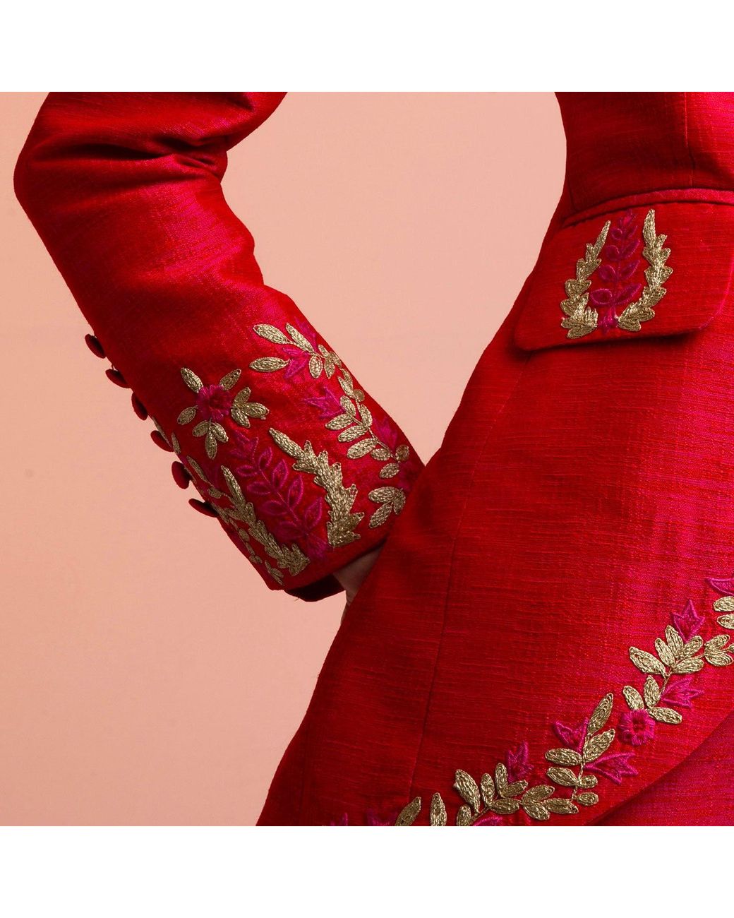 Beatrice von Tresckow Pink Cerise Pimpernel Longline Silk Jacket