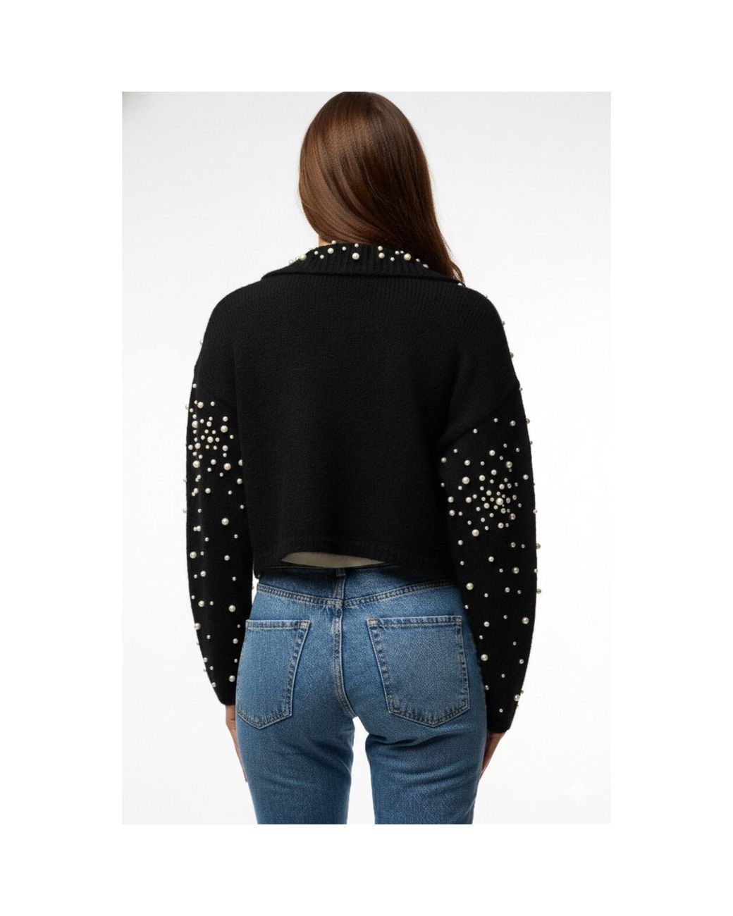Saachi Black Pearl Collared Open Cardigan