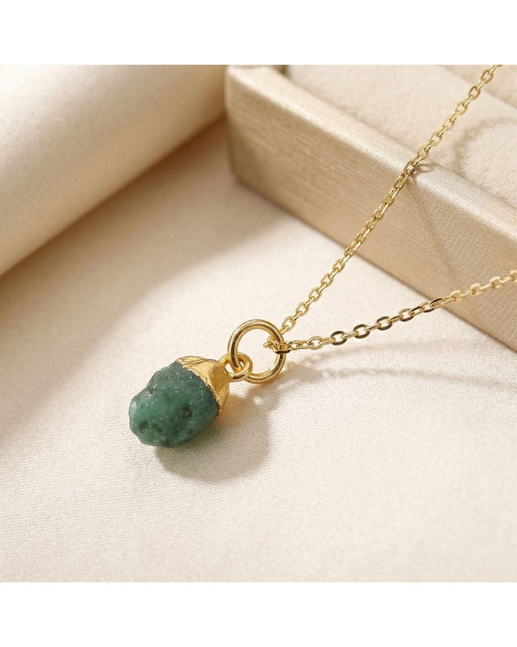 Sophelia Metallic Raw Emerald Plated May Birthstone Necklace
