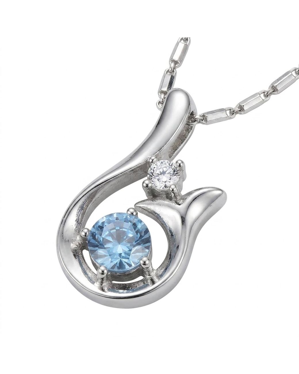 Modenaire Metallic Light Sapphire Abstract Sprout Pendant Necklace