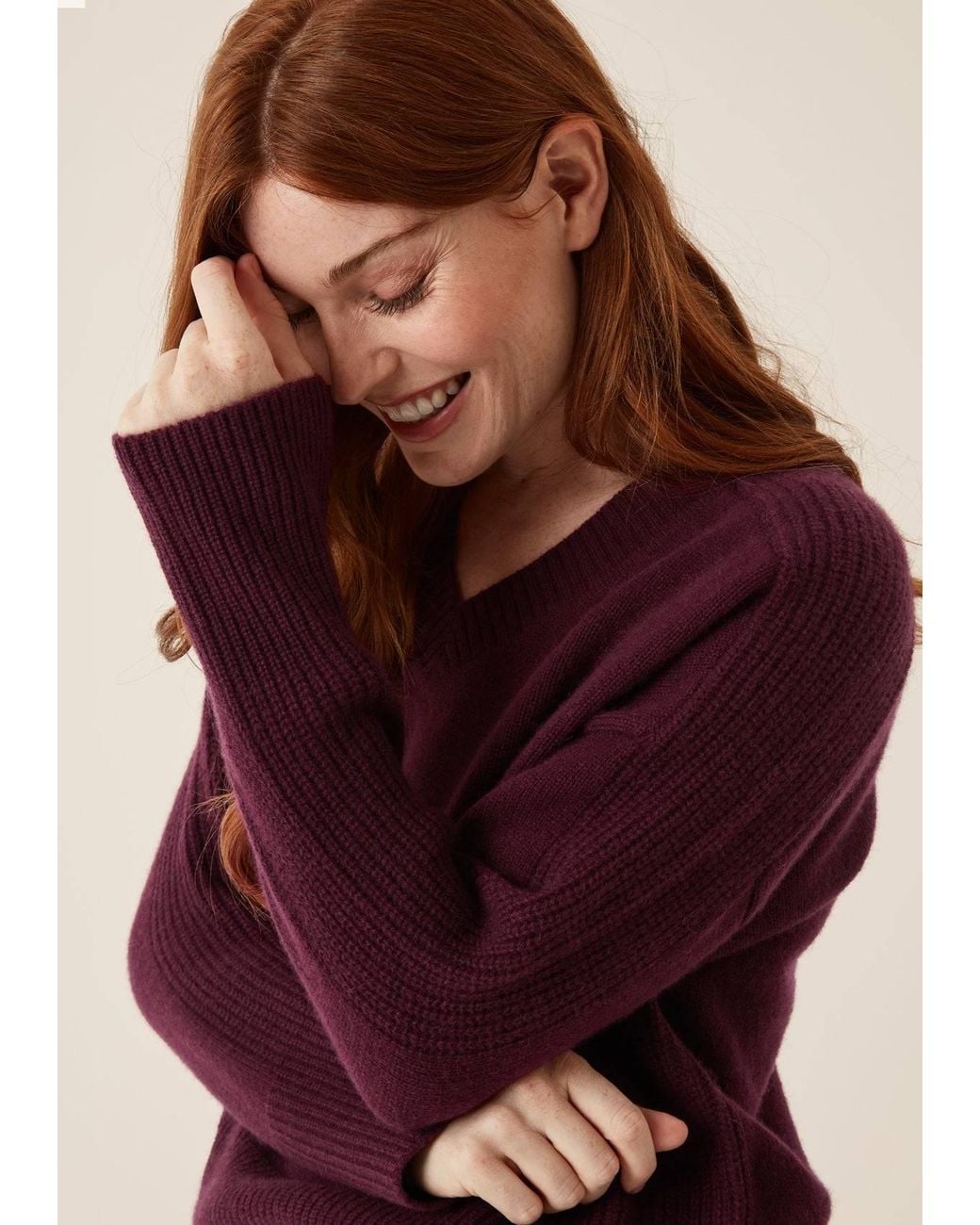 Loop Cashmere Purple V Neck Lofty Sweatshirt