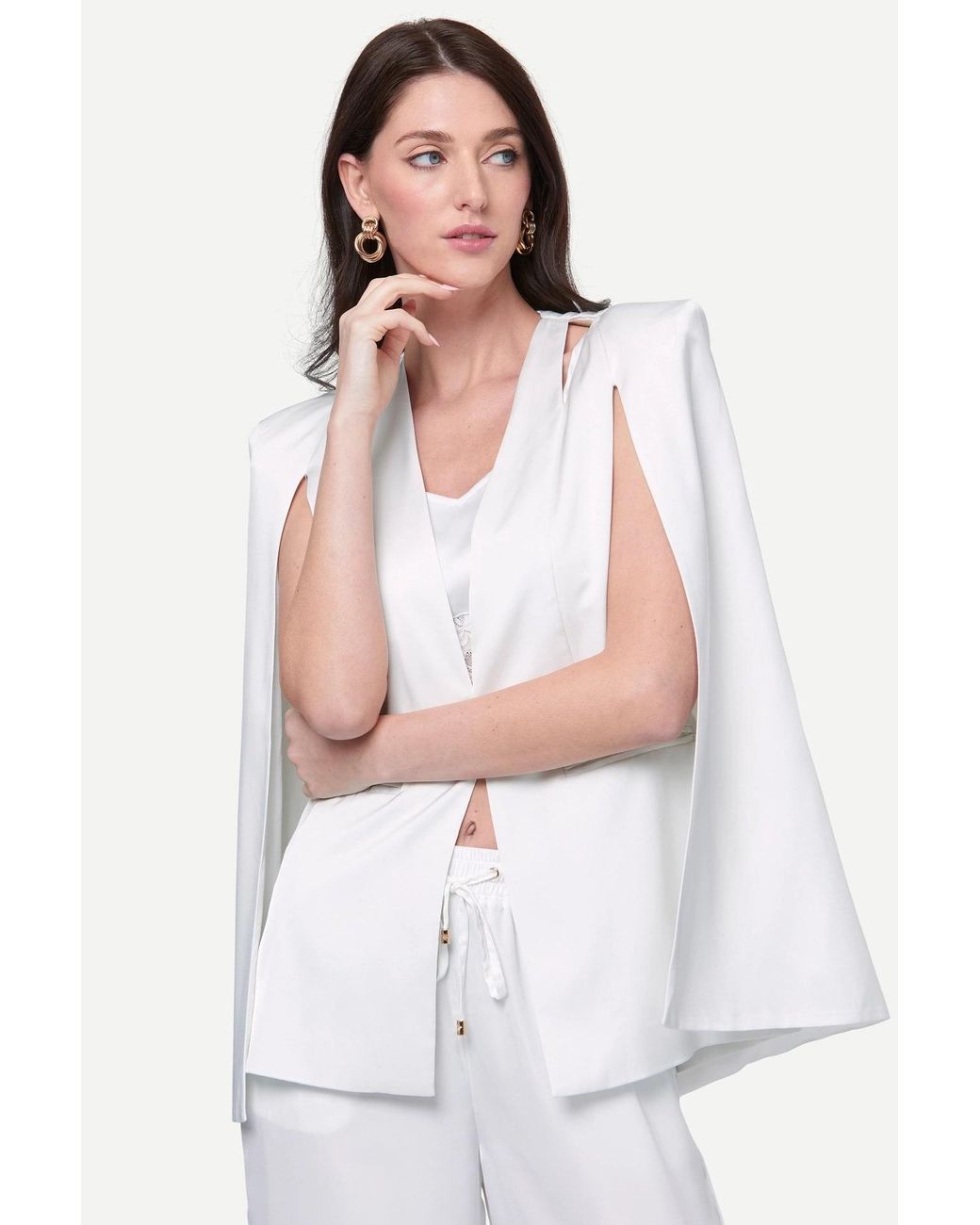 Zafur White Medinah Cape Blazer