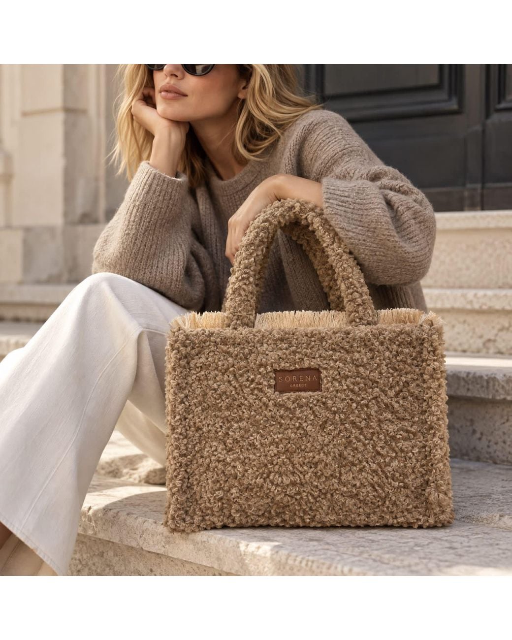 Sorena Brown Neutrals Biscotti Medium Tote Bag